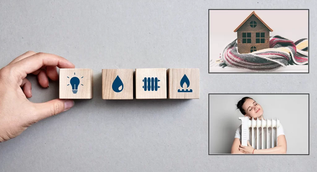 Колаж на тему опалення в приватному будинку