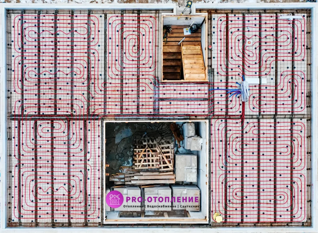 Пример укладки водяного теплого пола на 2 этаже частного дома