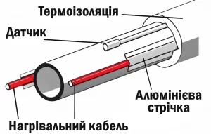 Схема гріючого кабелю в електричній рушникосушці