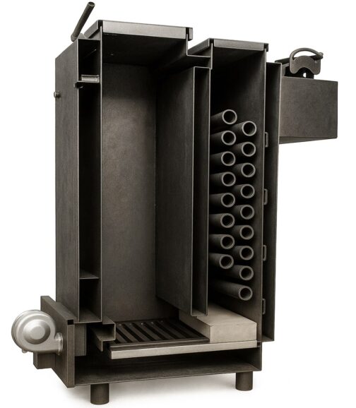 Жаротрубный теплообменник вварен в водяную рубашку котла