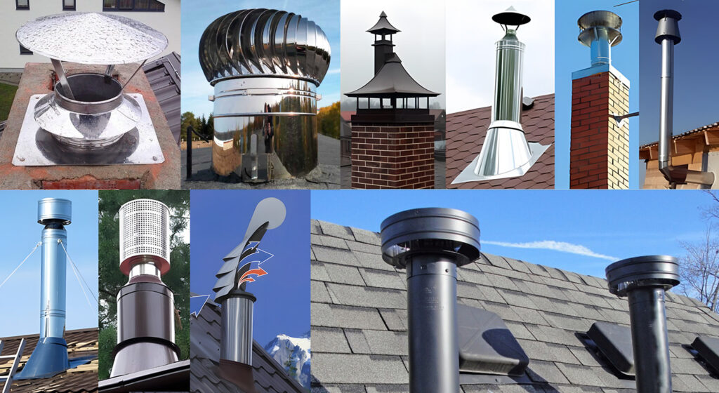 Внешний вид различных дефлекторов для дымохода