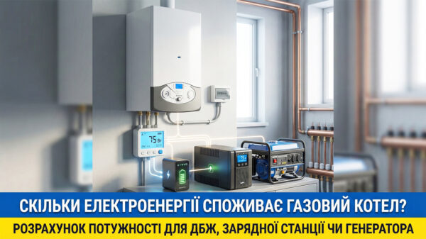 Обкладинка статті "Скільки електроенергії споживає газовий котел – розрахунок потужності для ДБЖ та генератора".