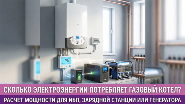 Обложка статьи "Сколько электроэнергии потребляет газовый котел – расчет мощности для ИБП и генератора"