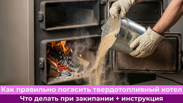 Обложка статьи "Как потушить твердотопливный котел"
