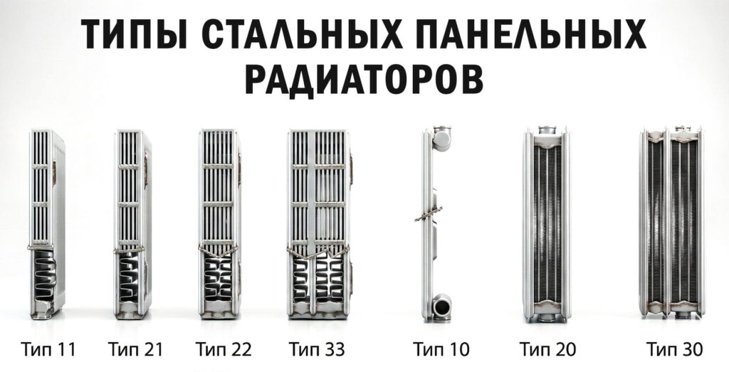 Фотореалистичная 3D-инфографика строения панельных радиаторов (типы 10-33) вид сверху.